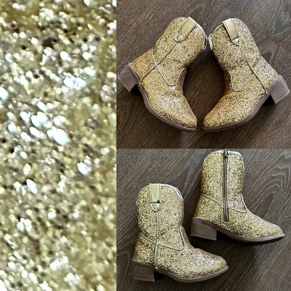 Tokyomilk Other - Little Girls Gold Glitter Sparkle Cowboy boots Size 9 Very Good Condition